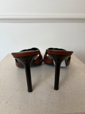 Saint Laurent Tribute Mules Smooth Leather In Toffee, 36.5