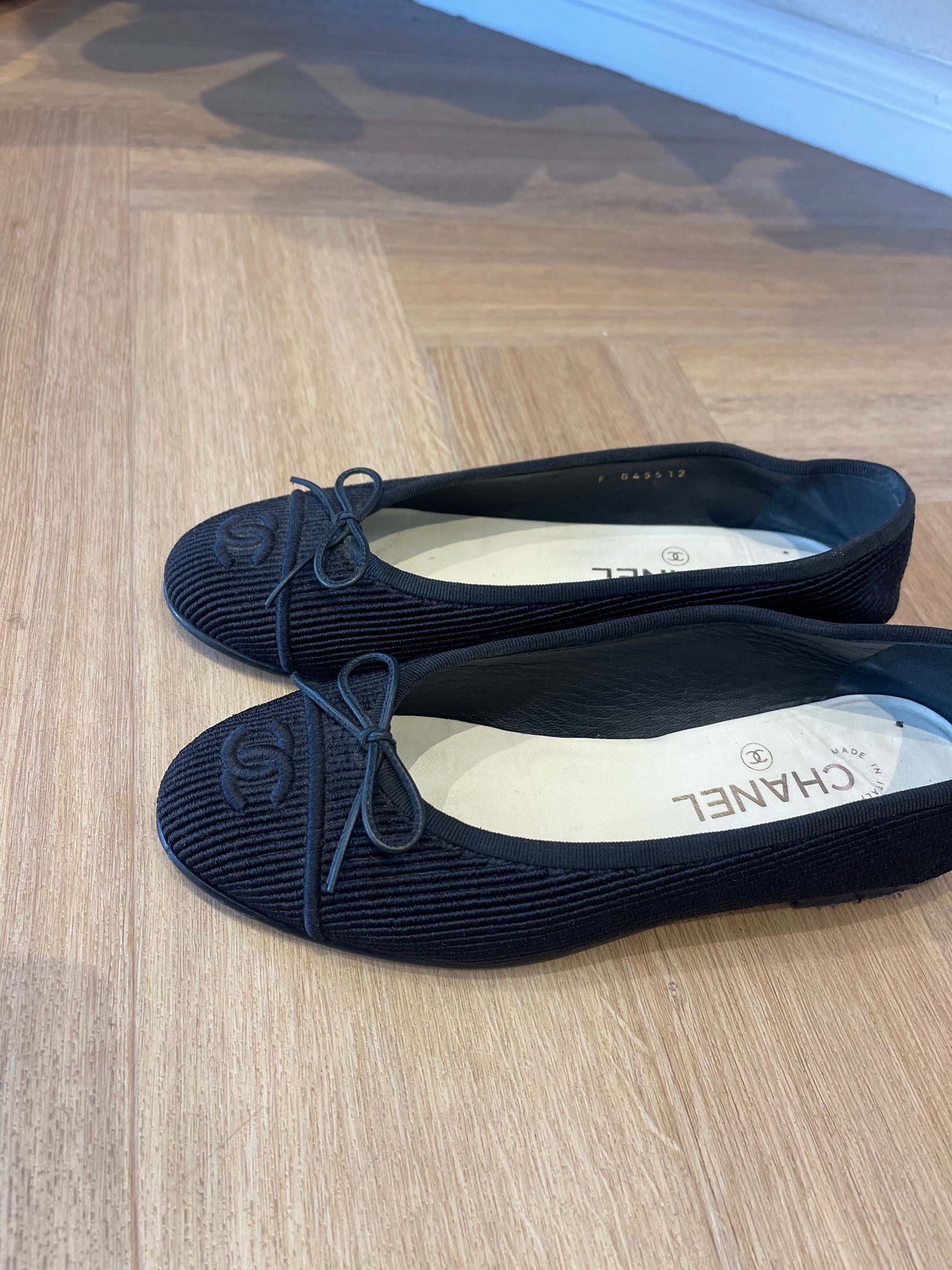 Chanel Black Corduroy Ballet Flats, 36C