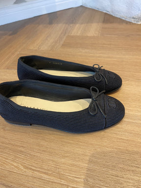 Chanel Black Corduroy Ballet Flats, 36C