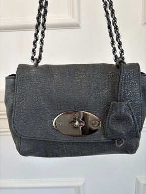 Mulberry Charcoal Sparkle Coated Leather Small Lily Crossybody Bag