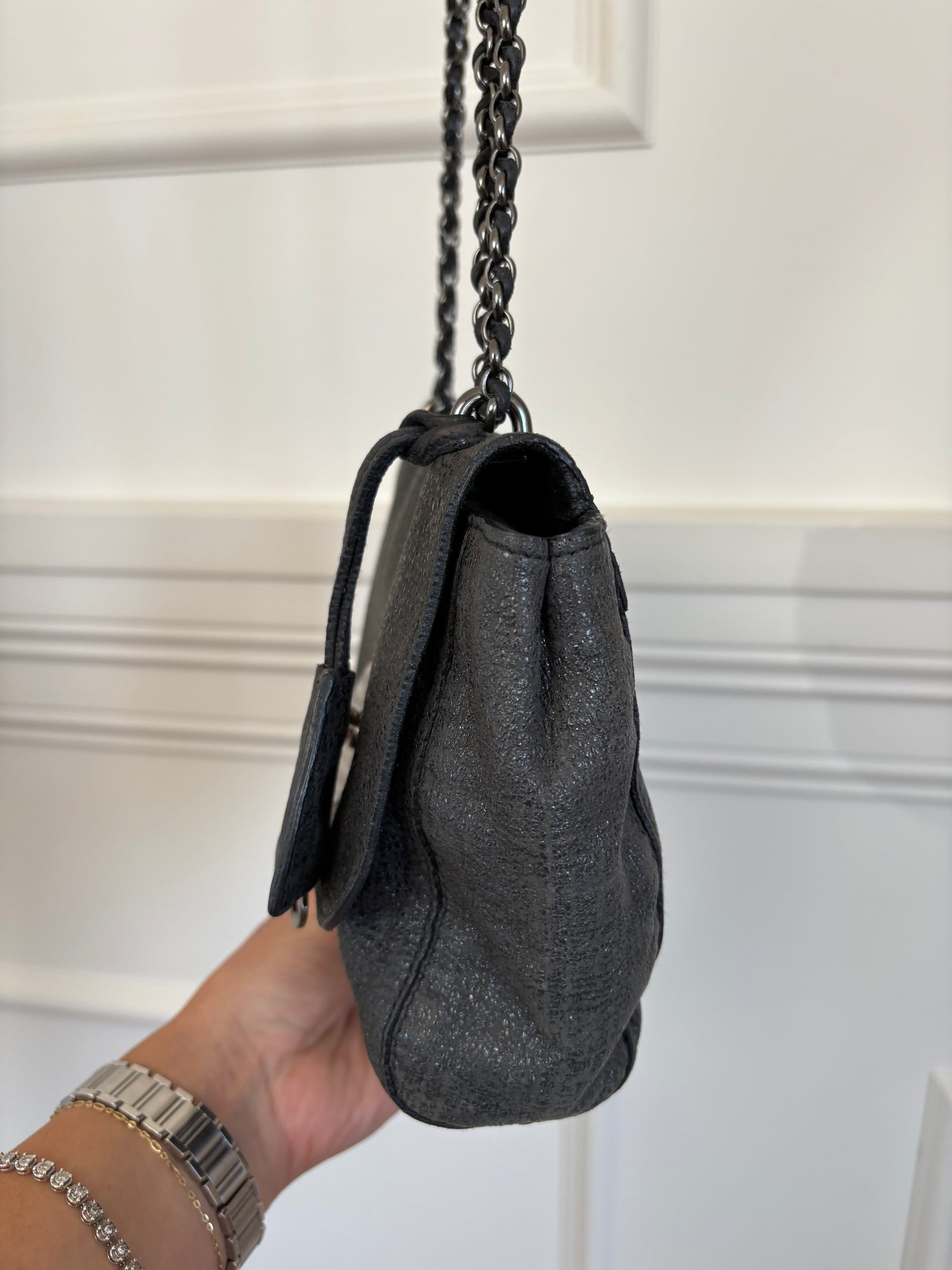 Mulberry Charcoal Sparkle Coated Leather Small Lily Crossybody Bag