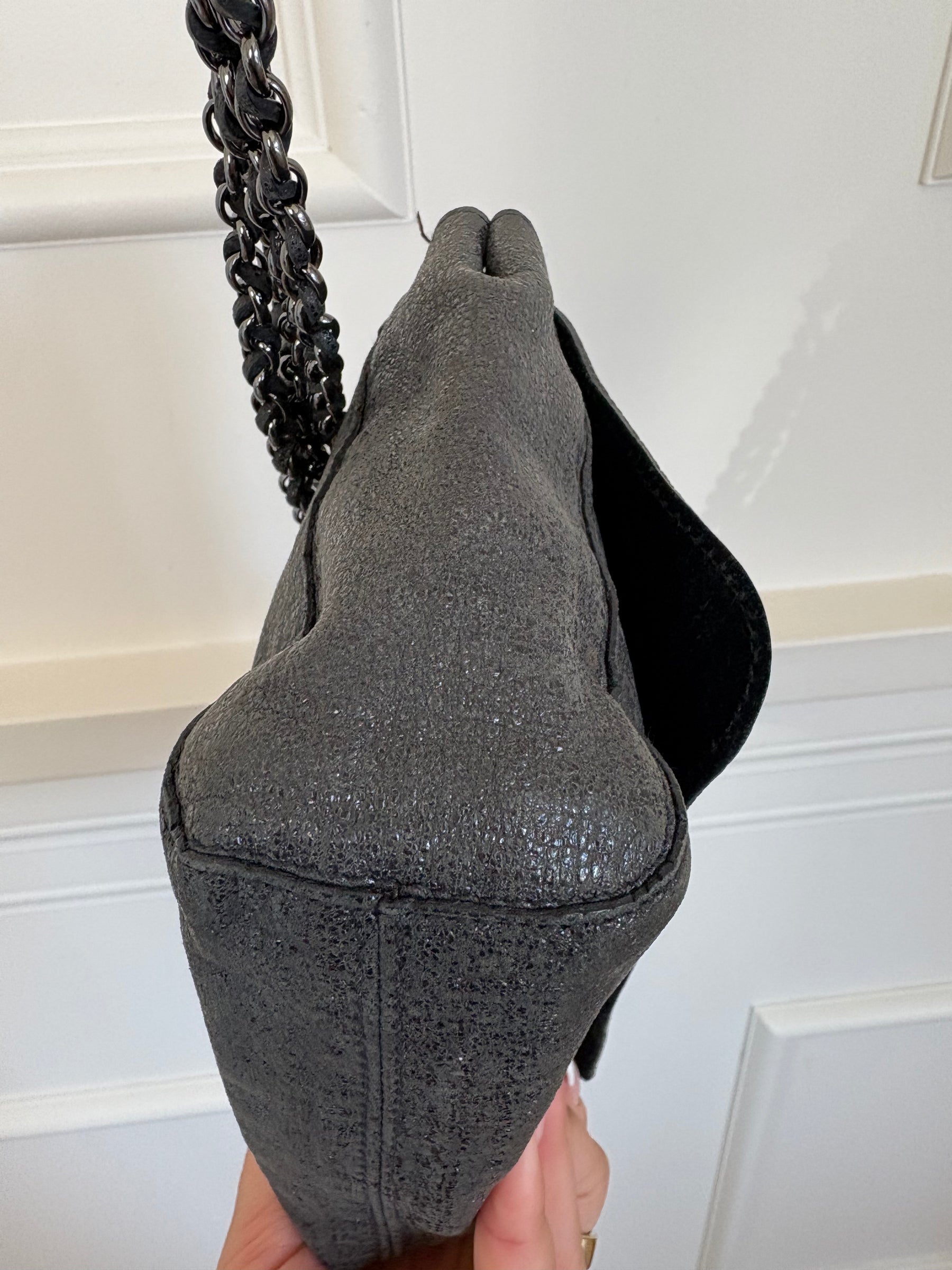 Mulberry Charcoal Sparkle Coated Leather Small Lily Crossybody Bag