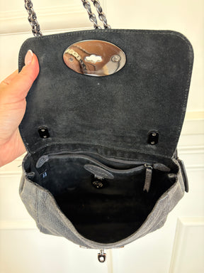 Mulberry Charcoal Sparkle Coated Leather Small Lily Crossybody Bag