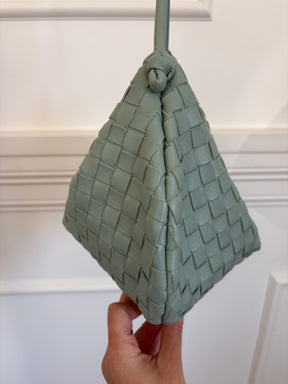 Bottega Veneta Sage Green Intrecciato Leather Turn Pouch Bag