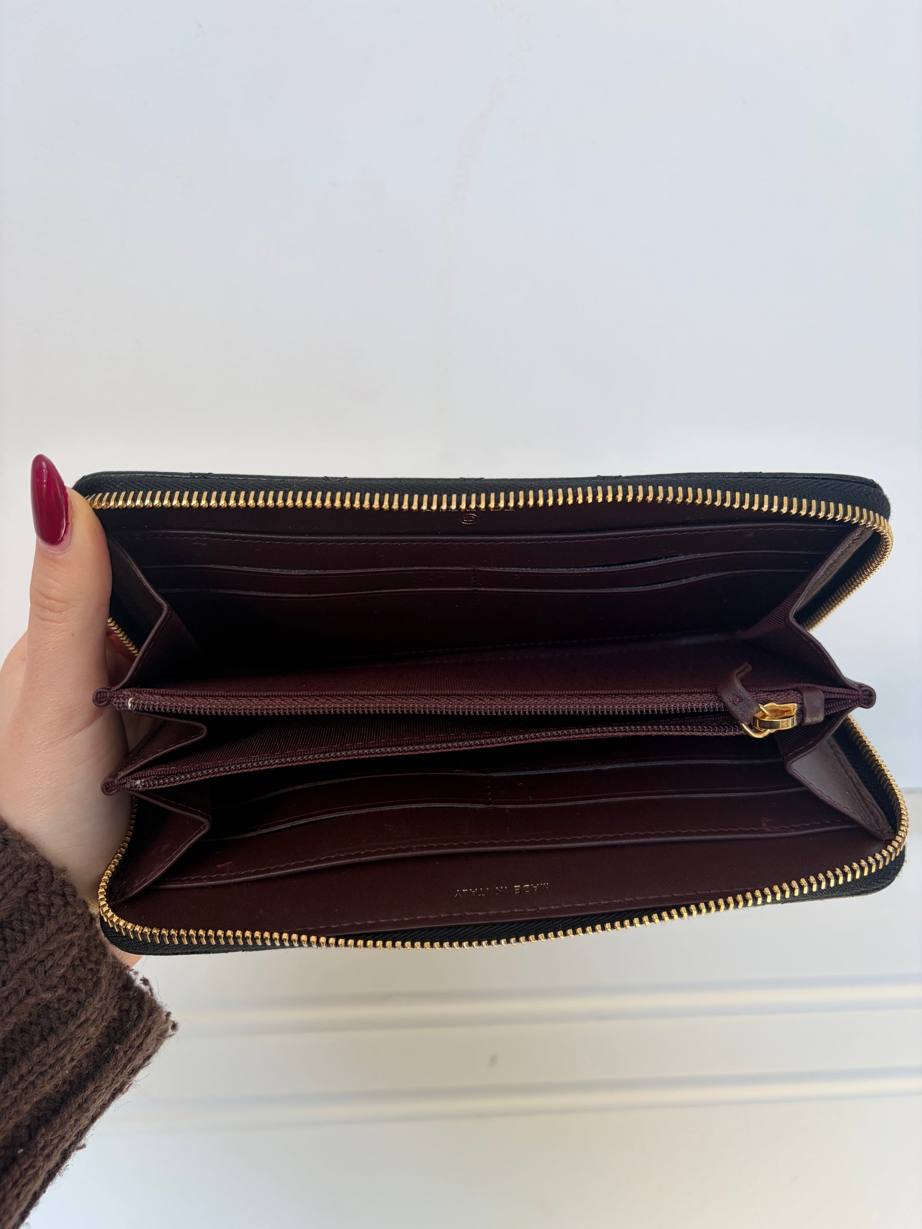 Chanel Black Caviar Leather Zip Around Wallet