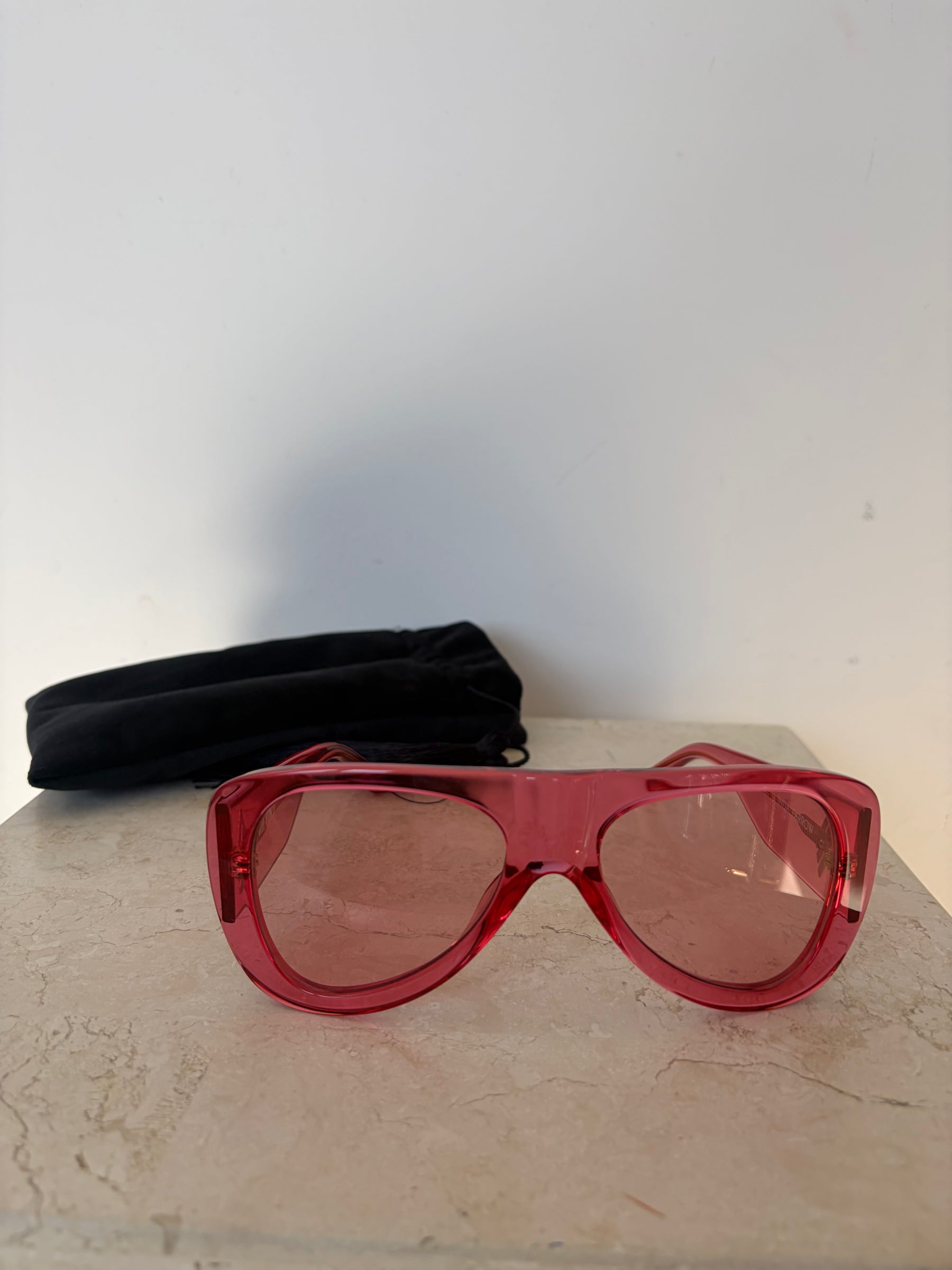 THE ATTICO Pink Oversized Flat Top Sunglasses