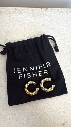 Jennifer Fisher Gold Plated Twisted Lilly Huggies