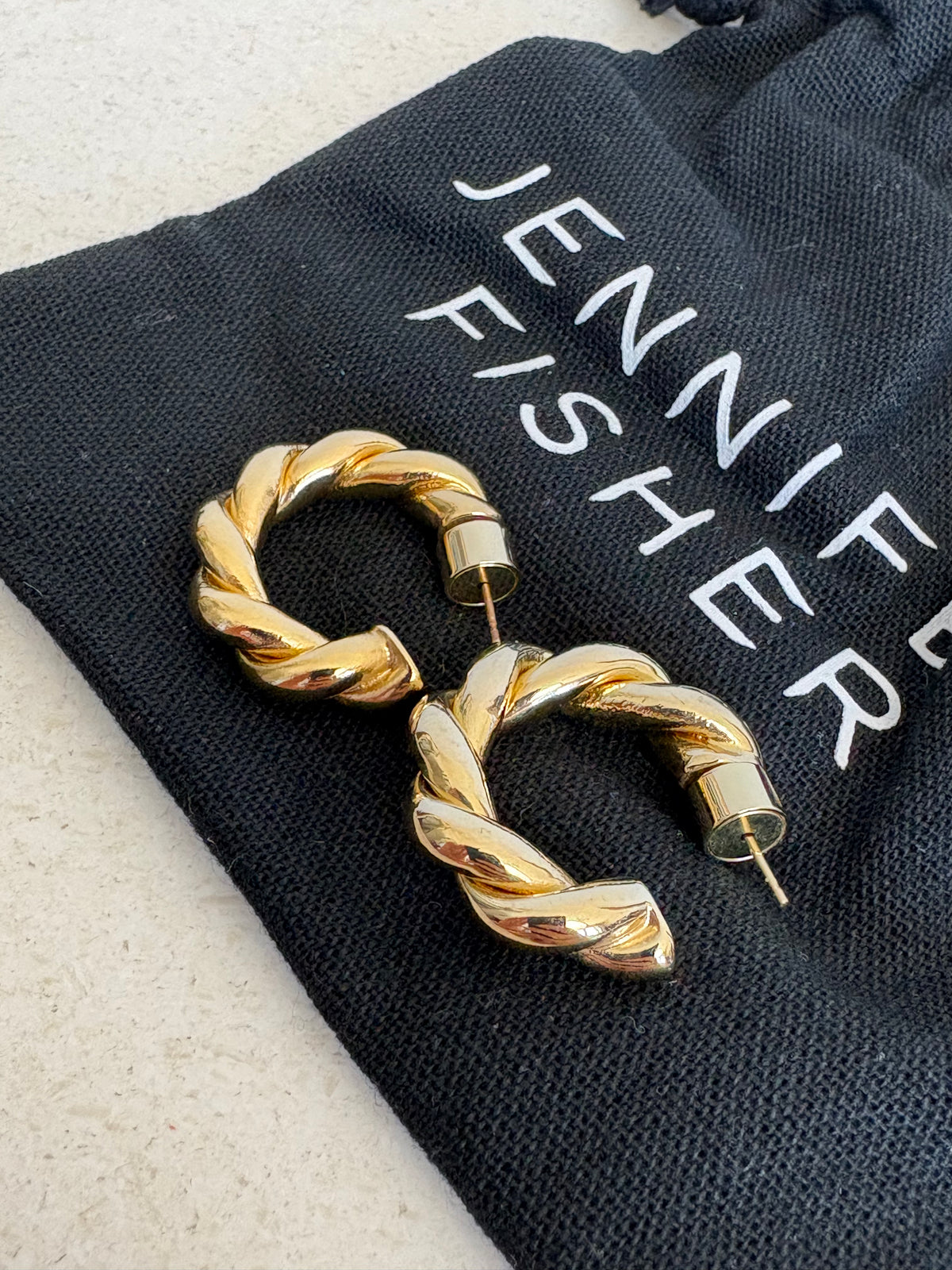 Jennifer Fisher Gold Plated Twisted Lilly Huggies