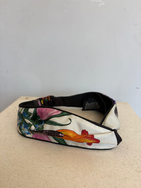 Gucci White and Black Silk Bloom Headband