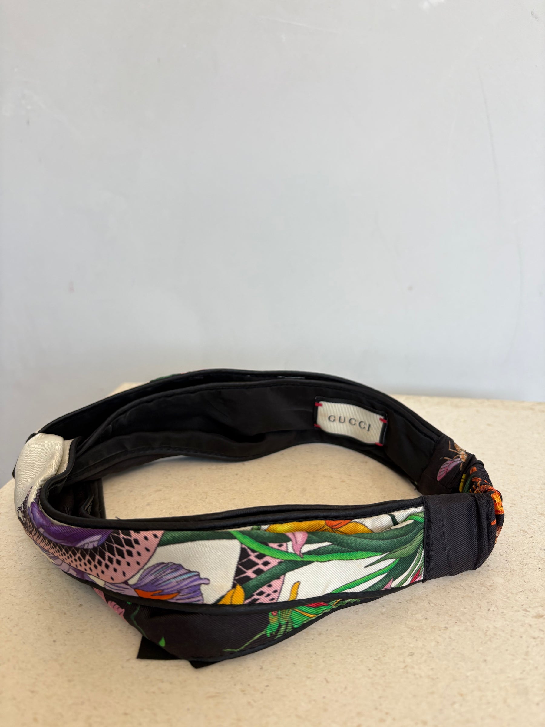 Gucci White and Black Silk Bloom Headband