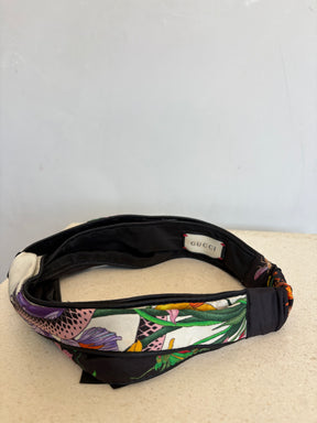 Gucci White and Black Silk Bloom Headband