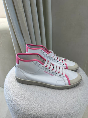 Saint Laurent Court Mid Top Sneakers White Pink, 40