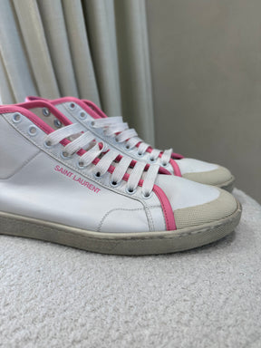 Saint Laurent Court Mid Top Sneakers White Pink, 40