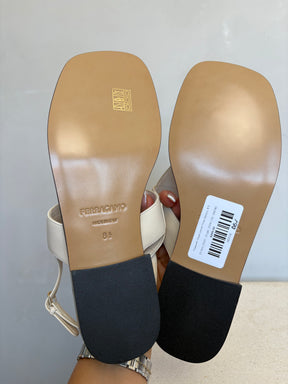 Ferragamo Cream Leather Thong Sandals, 8.5