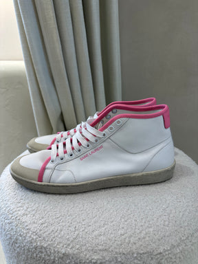 Saint Laurent Court Mid Top Sneakers White Pink, 40