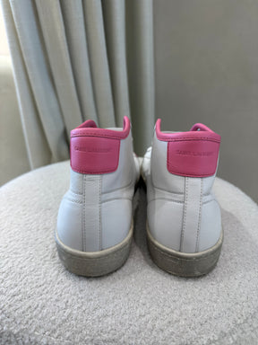 Saint Laurent Court Mid Top Sneakers White Pink, 40