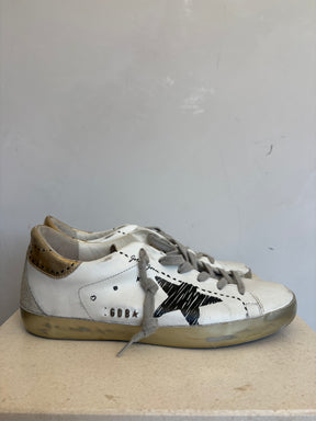 Golden Goose White and Gold Leather Superstar Sneaker, 38