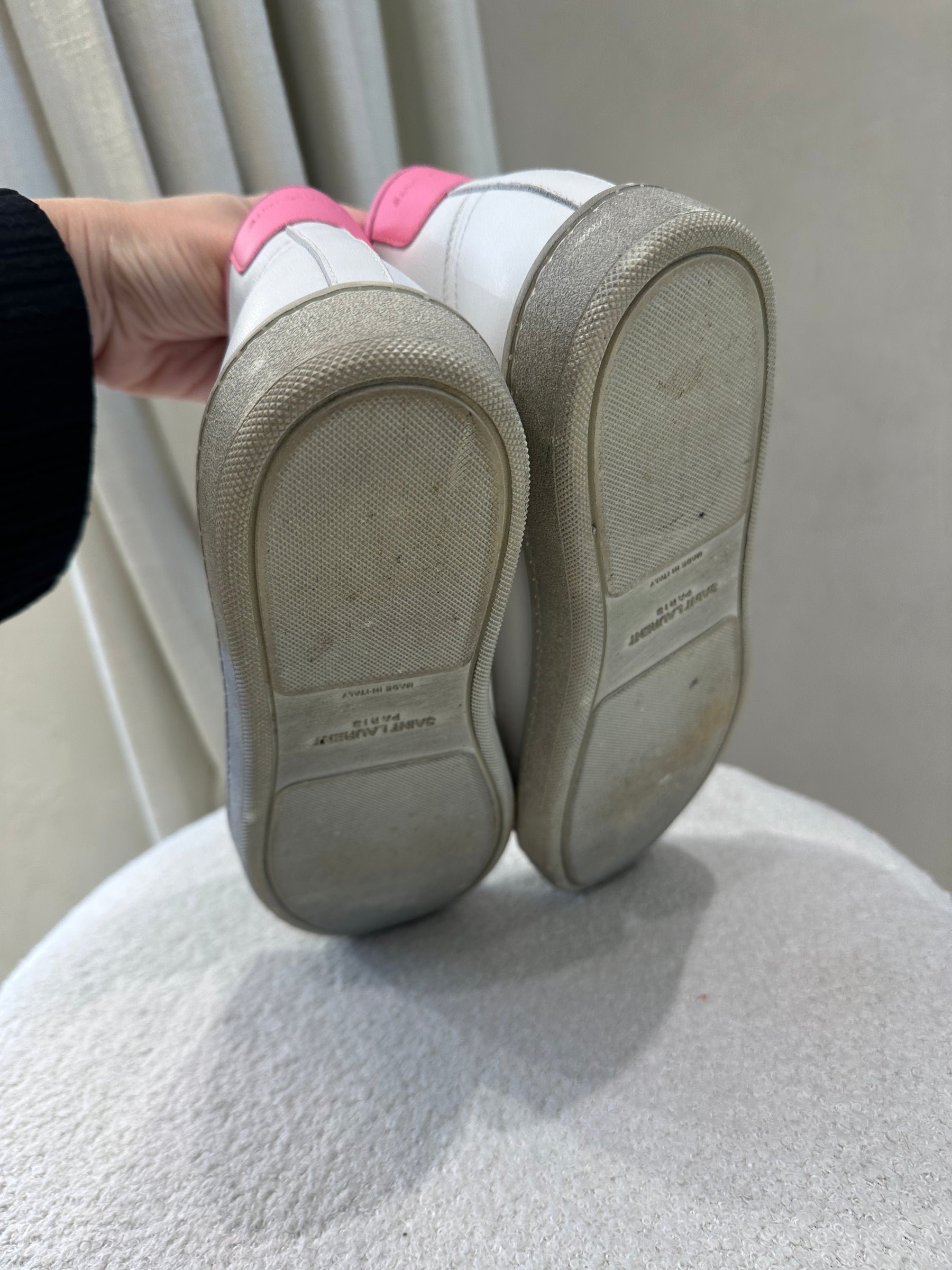 Saint Laurent Court Mid Top Sneakers White Pink, 40