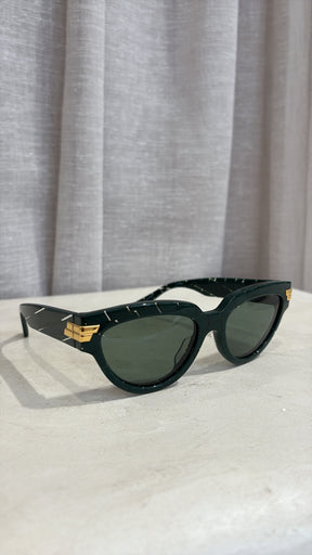 Bottega Veneta Dark Green Cat Eye Sunglasses
