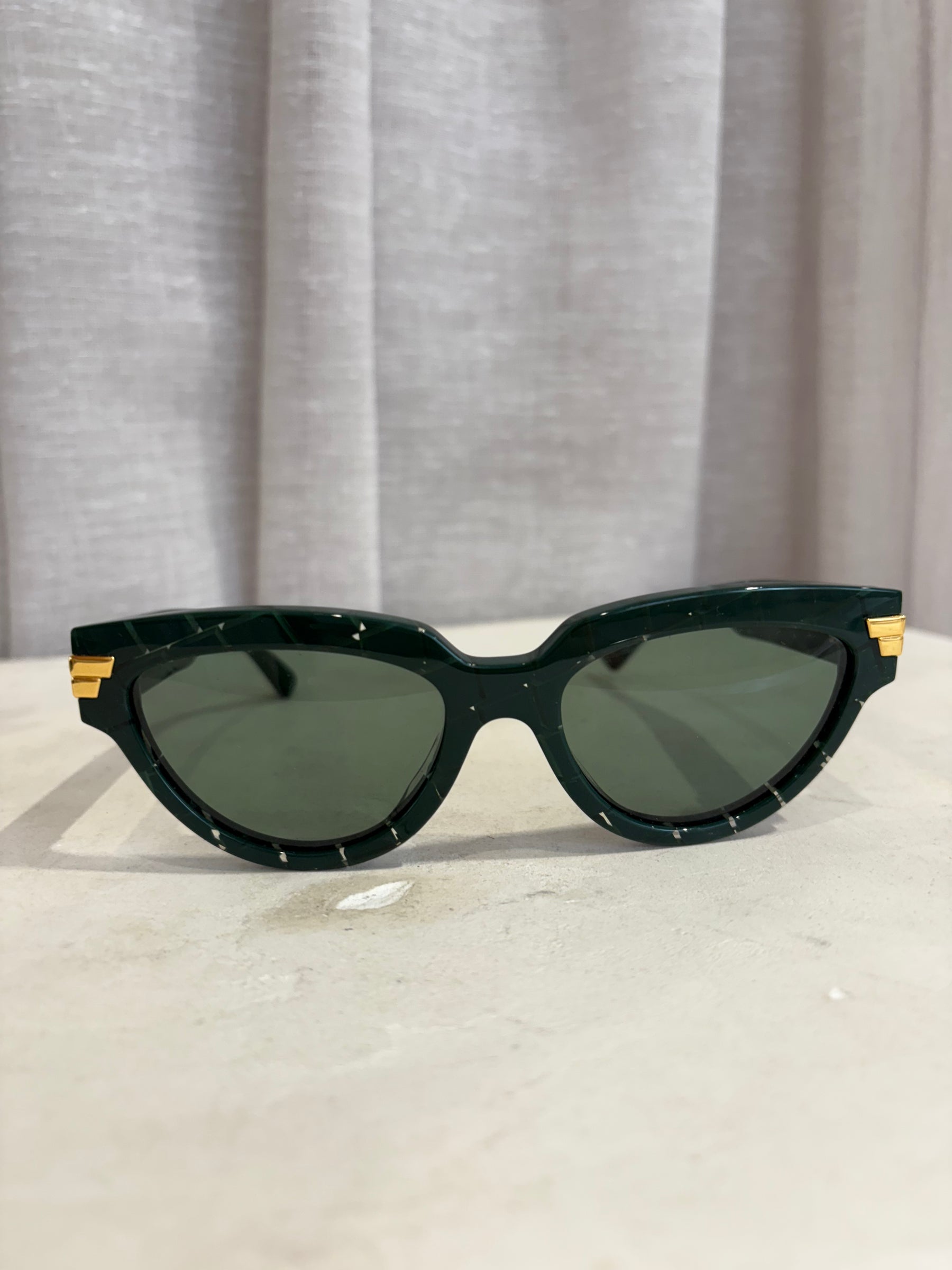 Bottega Veneta Dark Green Cat Eye Sunglasses
