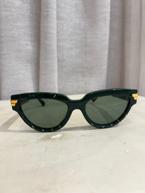 Bottega Veneta Dark Green Cat Eye Sunglasses