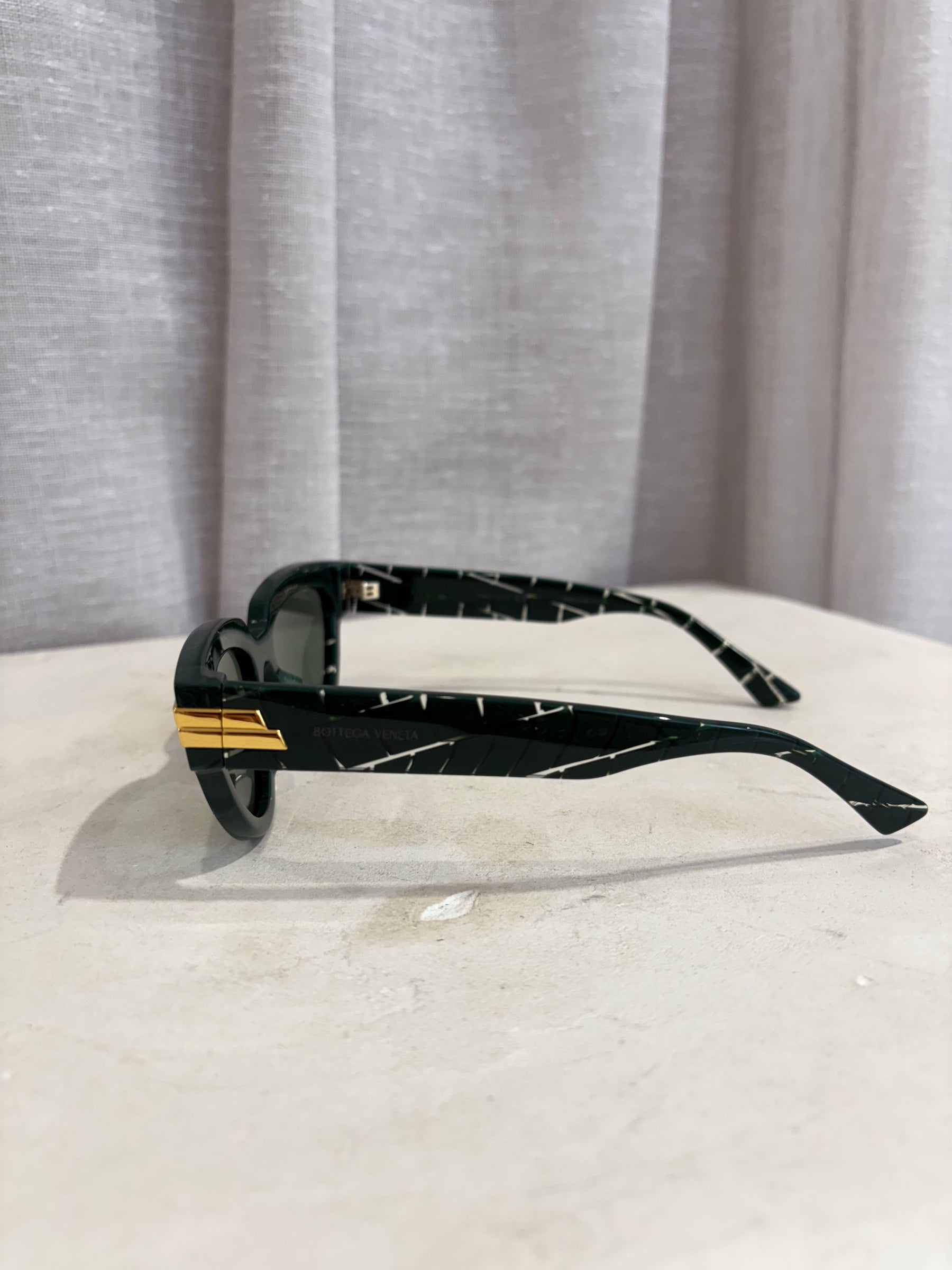 Bottega Veneta Dark Green Cat Eye Sunglasses