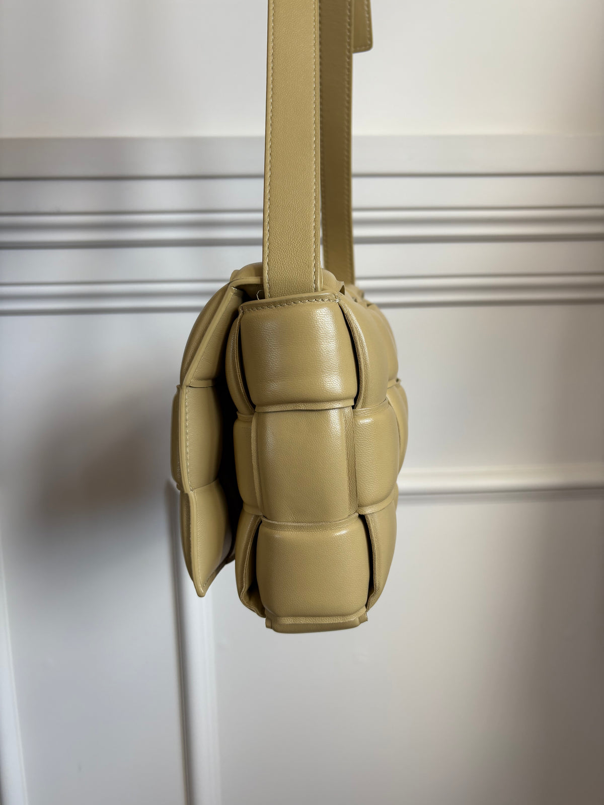 Bottega Veneta Beige Leather Padded Cassette Crossbody Bag