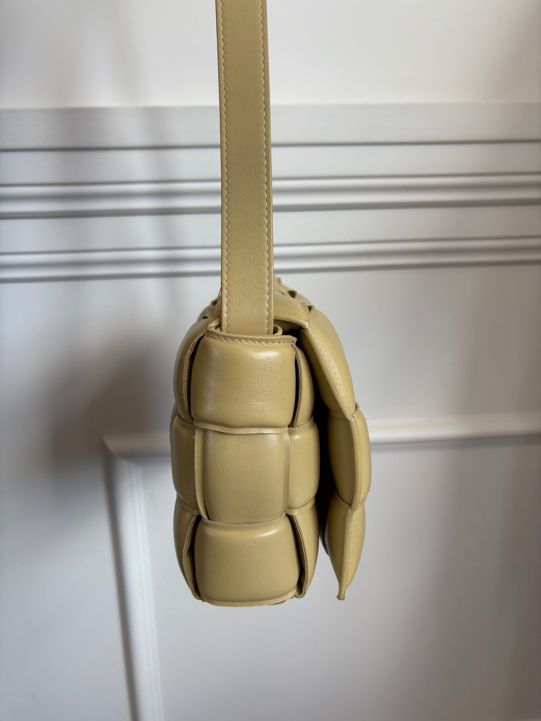 Bottega Veneta Beige Leather Padded Cassette Crossbody Bag
