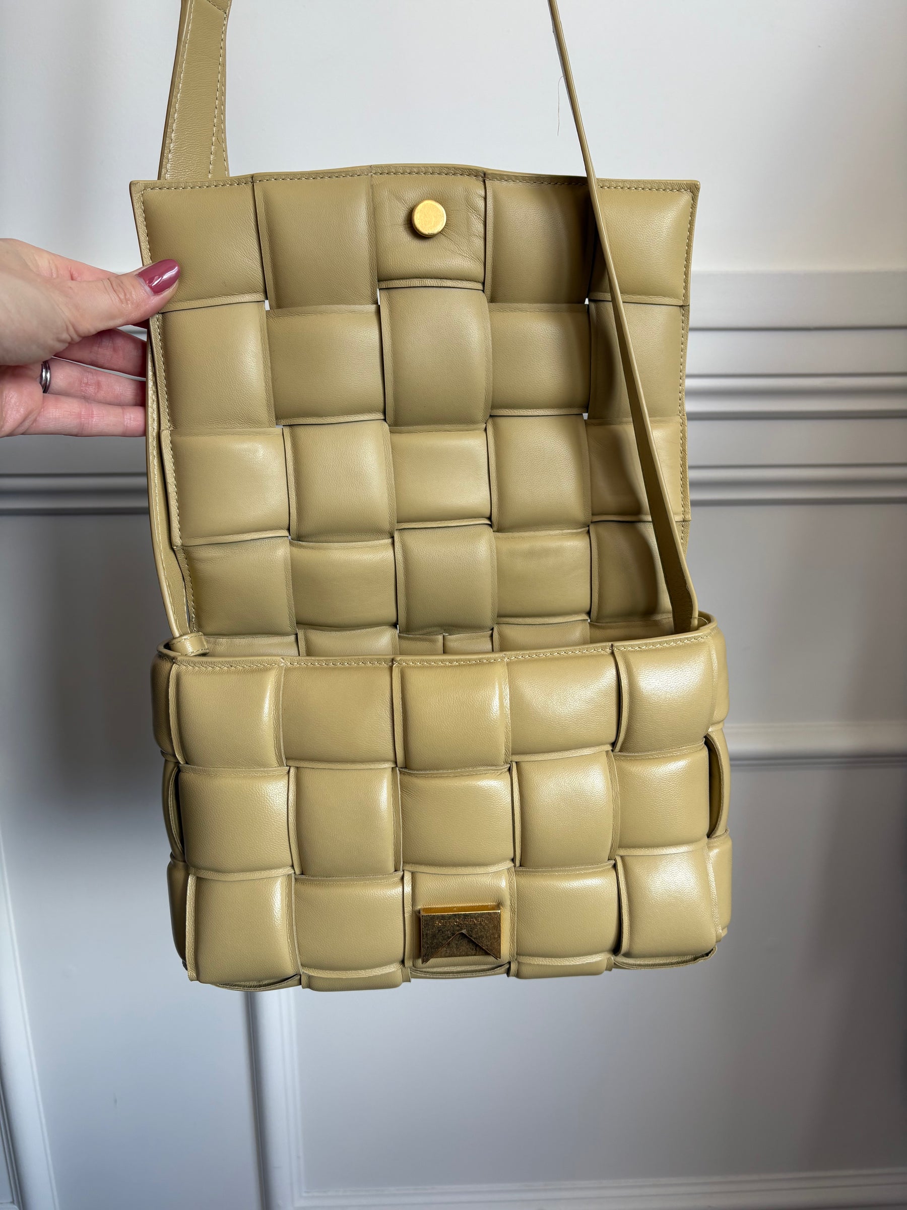 Bottega Veneta Beige Leather Padded Cassette Crossbody Bag