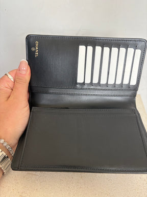 Chanel Caviar Leather Boy Wallet Black With Gold Hardware