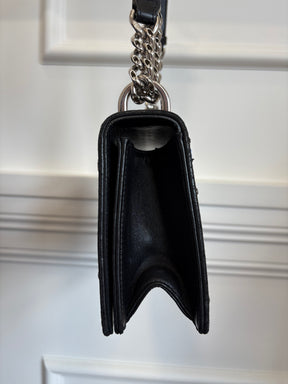 Dior Black Leather with Pink and Blue Embroidered Stitch Detail Small Diorama Bag