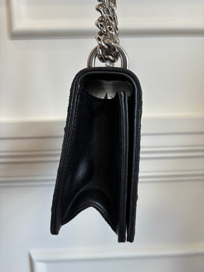 Dior Black Leather with Pink and Blue Embroidered Stitch Detail Small Diorama Bag