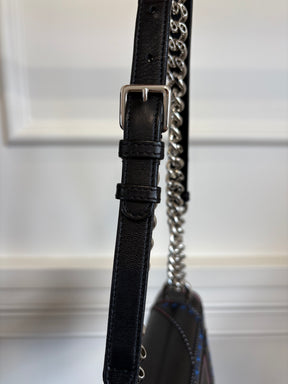 Dior Black Leather with Pink and Blue Embroidered Stitch Detail Small Diorama Bag