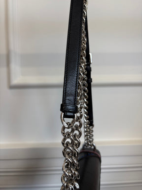 Dior Black Leather with Pink and Blue Embroidered Stitch Detail Small Diorama Bag