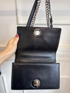 Dior Black Leather with Pink and Blue Embroidered Stitch Detail Small Diorama Bag