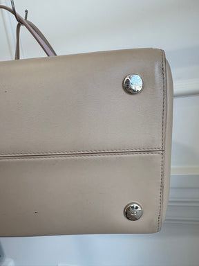 Dior Taupe and Pink Leather Tote with Metallic Pink Hardware