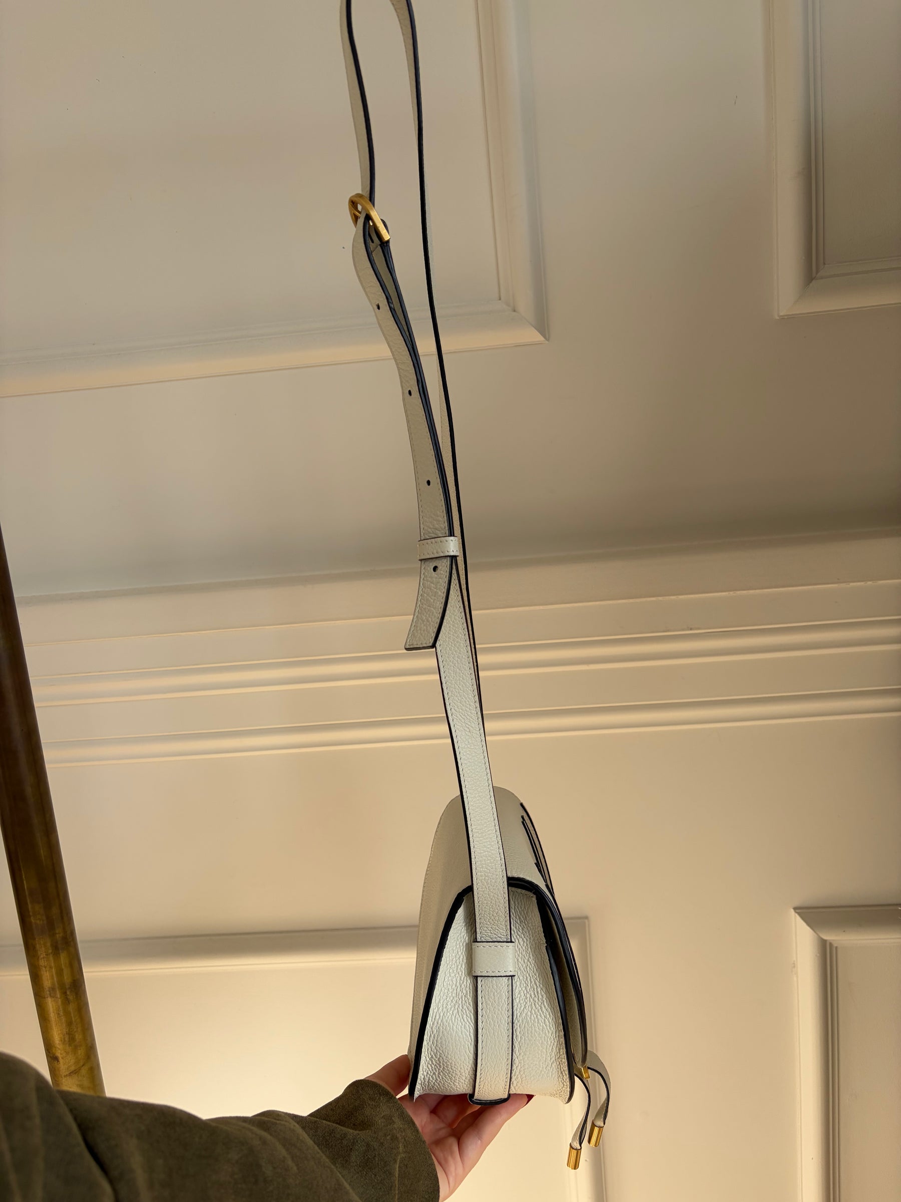 Chloé White Grained Leather Marcie Bag