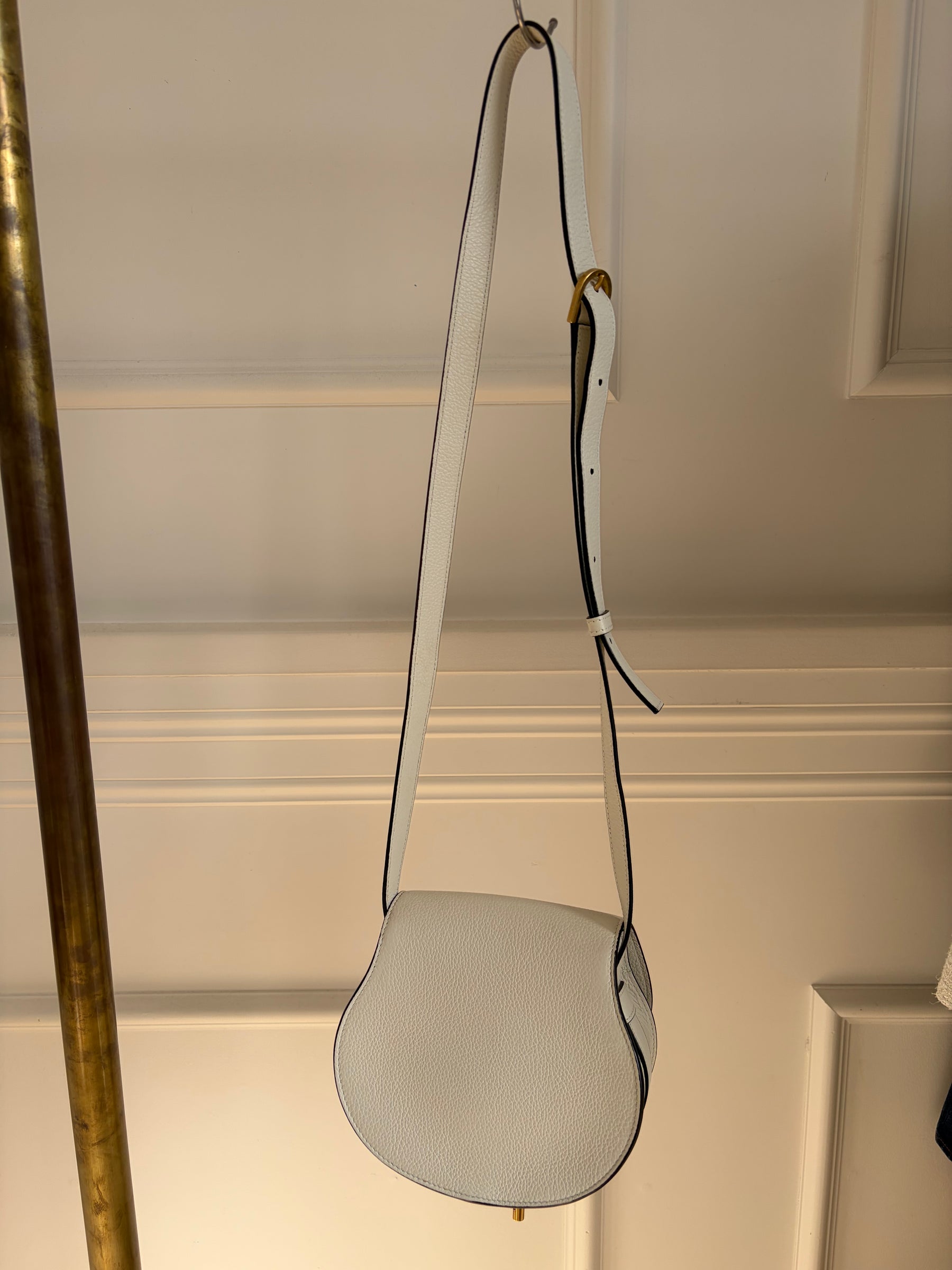 Chloé White Grained Leather Marcie Bag