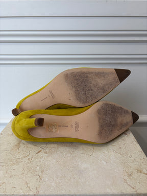 Camilla and Marc Chartreuse Suede Pointed Pump, 40