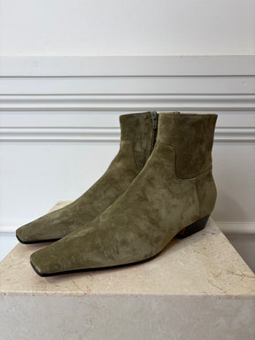 Khaite Sage Suede Square Toe Pointed Boot, 40