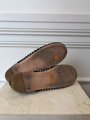 Miu MIu Black Crystal Net Ballet Flats, 39.5