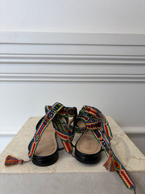 Dior Black Technical Rainbow Ankle Tie Pointed Flats, 39.5