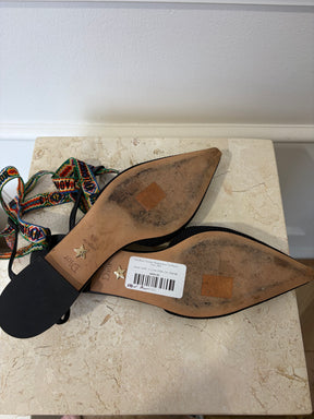 Dior Black Technical Rainbow Ankle Tie Pointed Flats, 39.5