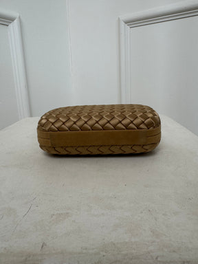 Bottega Veneta Champagne Intreciatto Silk Knot Clutch