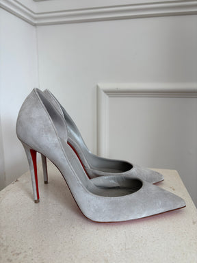Christian Louboutin Iriza Grey Suede Pumps 10cm, 37.5