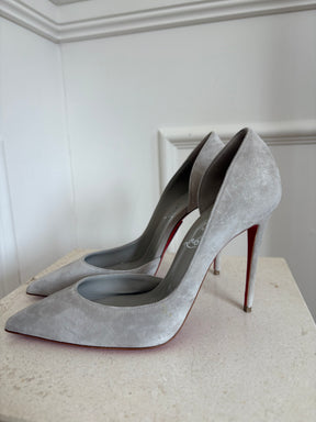 Christian Louboutin Iriza Grey Suede Pumps 10cm, 37.5