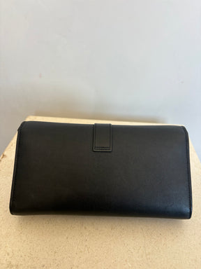 Saint Laurent Black Leather Wallet With Silver Tone Hardware