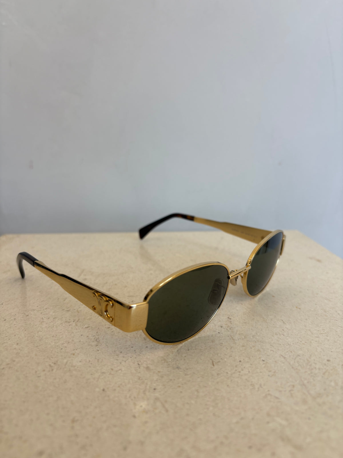 Celine Gold Oval Triomphe Sunglasses
