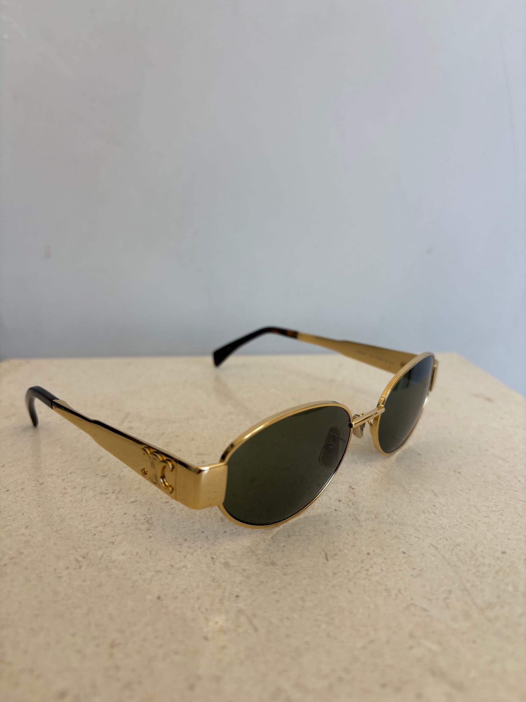 Celine Gold Oval Triomphe Sunglasses