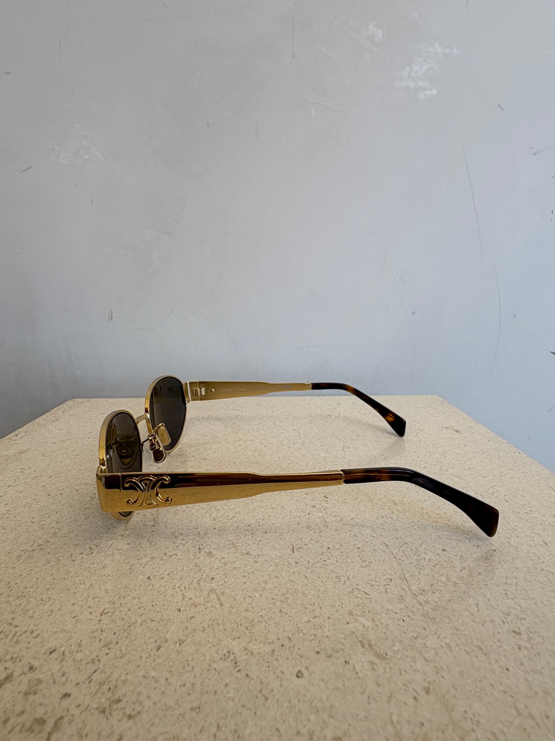 Celine Gold Oval Triomphe Sunglasses